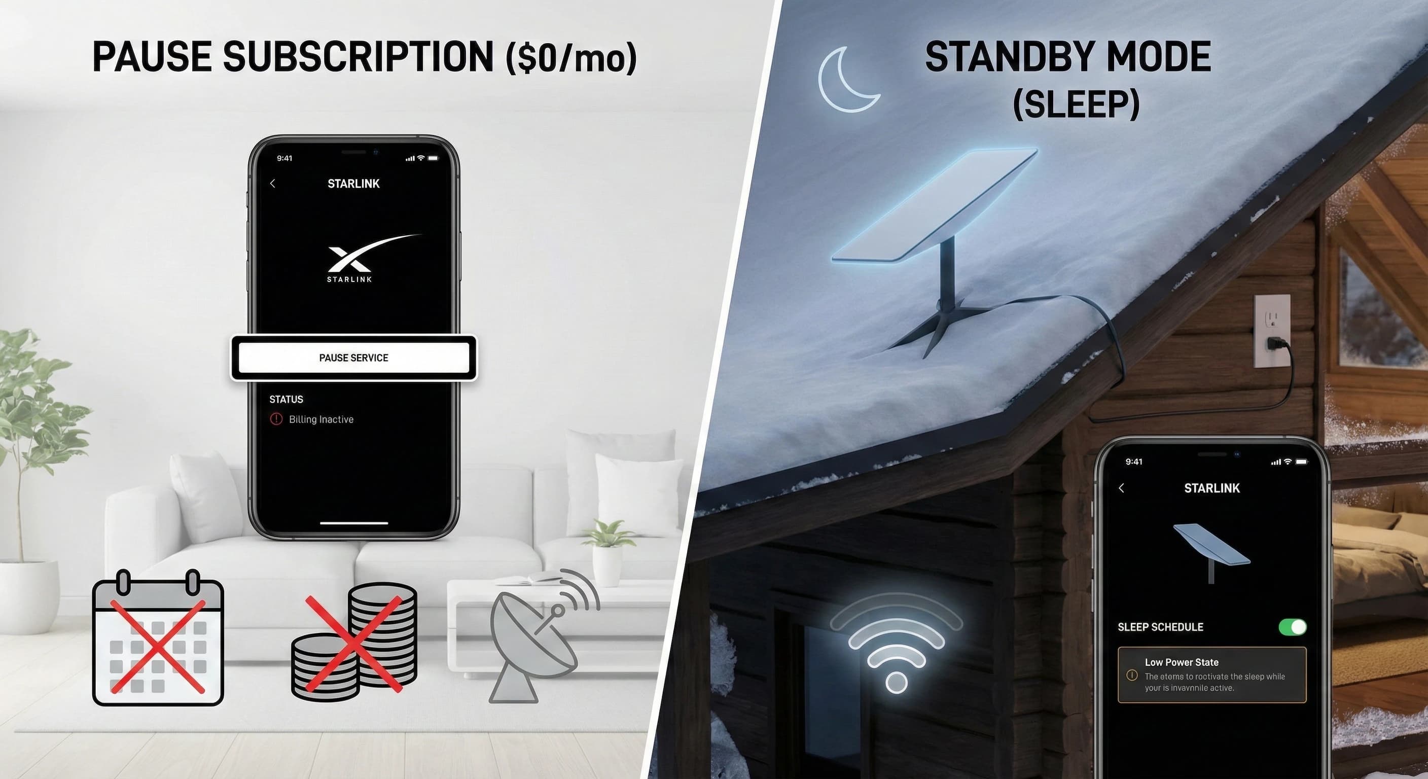 Starlink pause vs Starlink standby mode